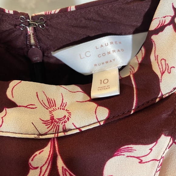 LC Lauren Conrad runway burgundy floral midi dress size 10 - machine washable! - Picture 4 of 10